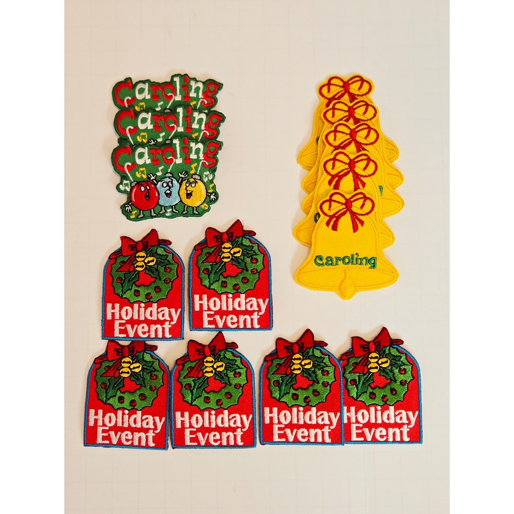 Vintage Girl Scout Christmas Caroling Holiday Event Embroidered Patches Lot 14
